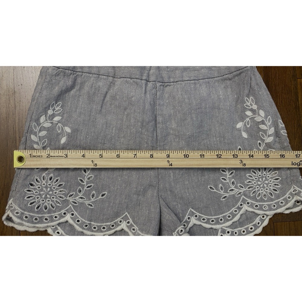 Free People Linen Blend Shorts Womens Size 2 Embroidery Coastal Resort Wear - Picture 5 of 10